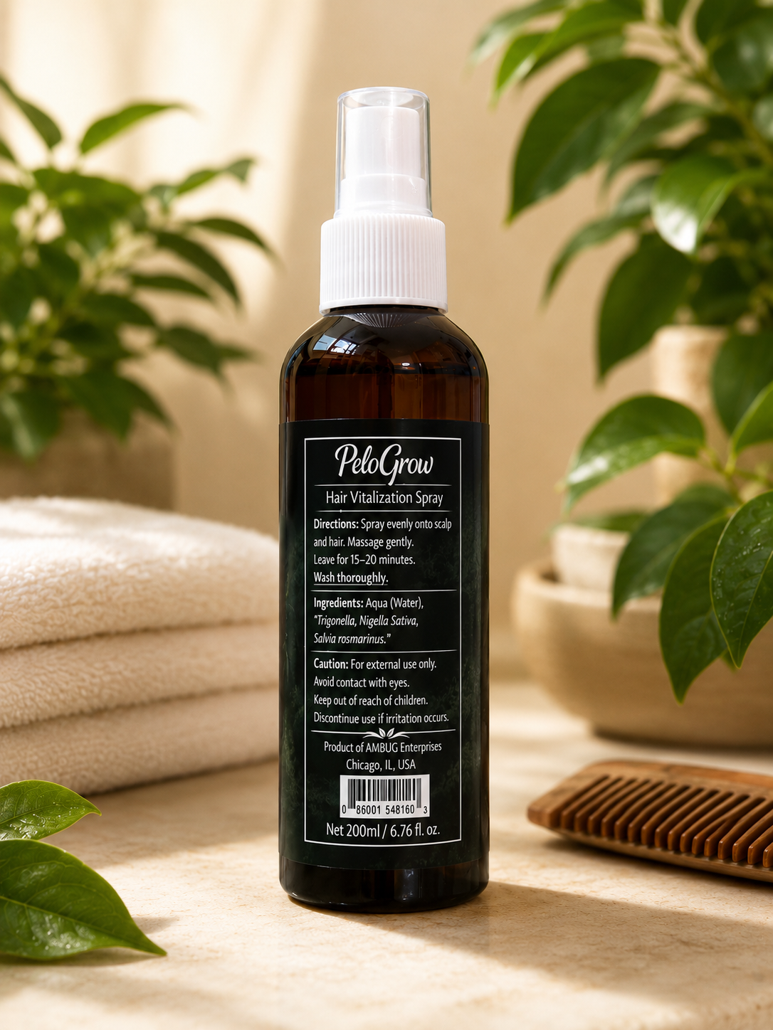 Back view of PeloGrow bottle